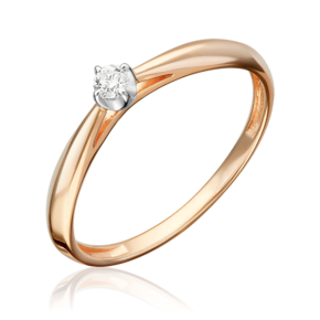 Помолвочное кольцо из комбинированного золота с бриллиантом 01-5957-00-101-1111