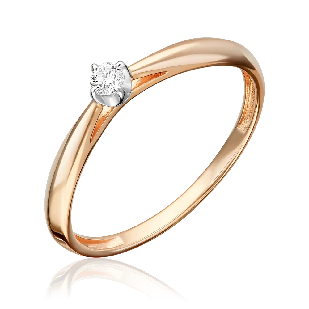 Помолвочное кольцо из комбинированного золота с бриллиантом 01-5957-00-101-1111