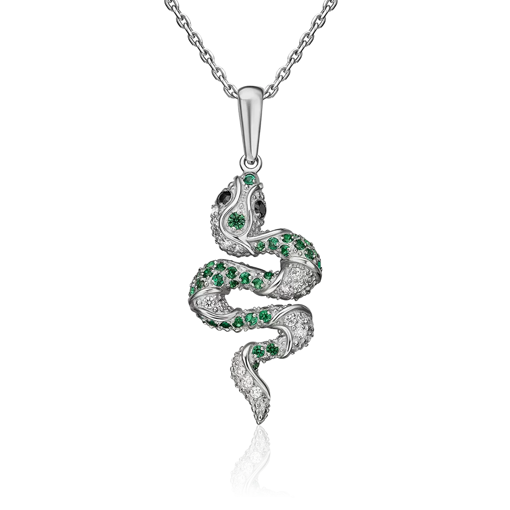Подвеска «Змейка» из серебра с фианитами 03-1974-00-404-0200