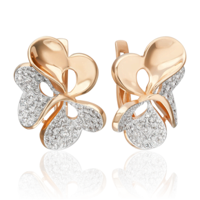 Серьги с английским замком из красного золота с фианитами 02-3508-00-401-1110-33