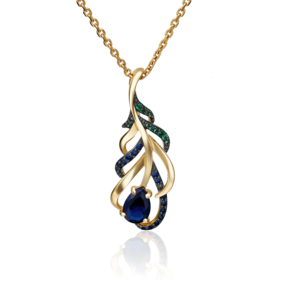 Подвеска «Перо павлина» из лимонного золота с фианитами 03-2331-00-404-1130-23