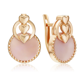 Серьги «Первая любовь» с английским замком из красного золота с перламутром 02-5462-00-745-1110