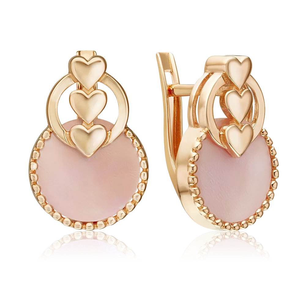 Серьги «Первая любовь» с английским замком из красного золота с перламутром 02-5462-00-745-1110