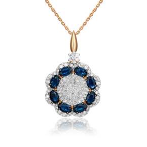 Подвеска «Цветок» из красного золота с сапфирами и бриллиантами 03-0418-00-105-1110-30