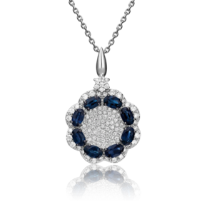 Подвеска «Цветок» из белого золота с сапфирами и бриллиантами 03-0419-00-105-1120-30