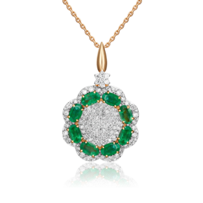 Подвеска из красного золота с изумрудами и бриллиантами 03-0418-00-106-1110-30
