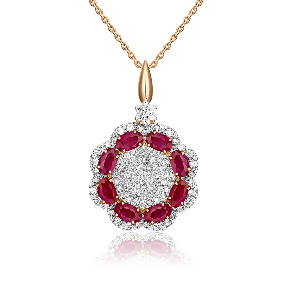Подвеска из красного золота с рубинами и бриллиантами 03-0418-00-107-1110-30