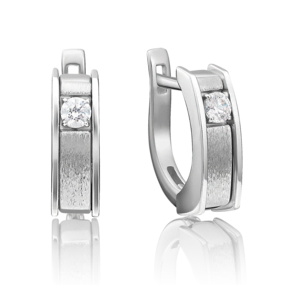 Серьги с английским замком из белого золота с бриллиантом 02-4119-00-101-1120-30