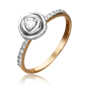 Помолвочное кольцо «Бутон» из комбинированного золота с бриллиантами 01-1335-00-101-1111-30