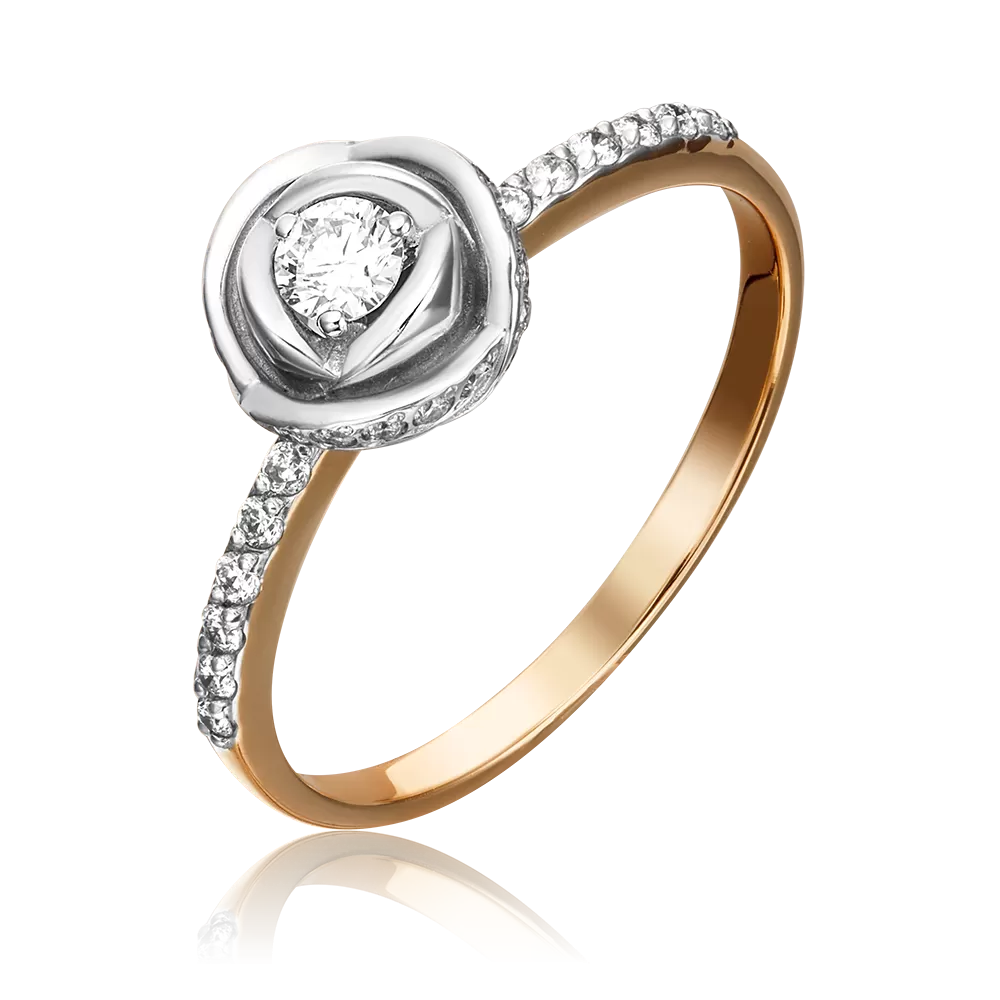 Помолвочное кольцо «Бутон» из комбинированного золота с бриллиантами 01-1335-00-101-1111-30