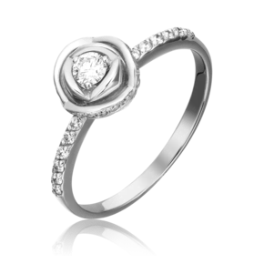 Помолвочное кольцо «Бутон» из белого золота с бриллиантами 01-1336-00-101-1120-30