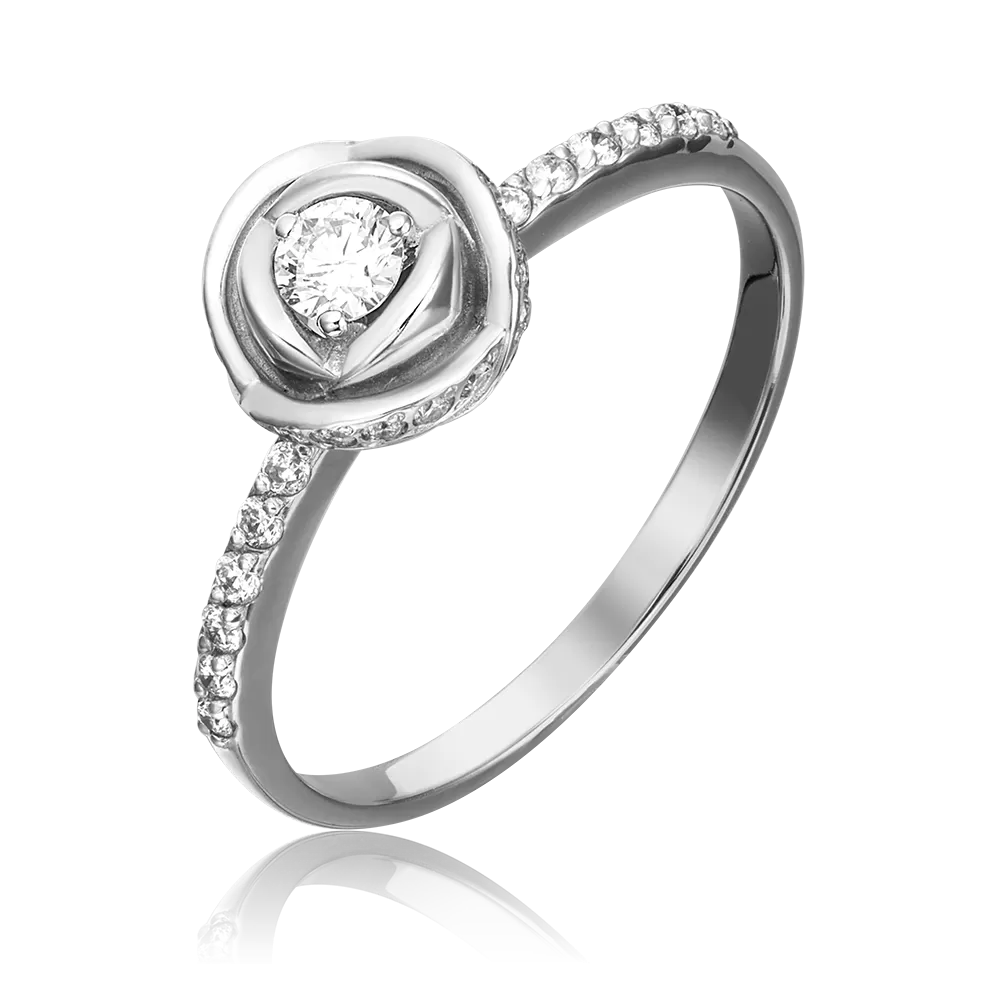 Помолвочное кольцо «Бутон» из белого золота с бриллиантами 01-1336-00-101-1120-30