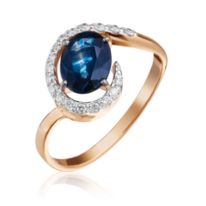 Кольцо из красного золота с сапфиром и бриллиантами 01-1337-00-105-1110-30