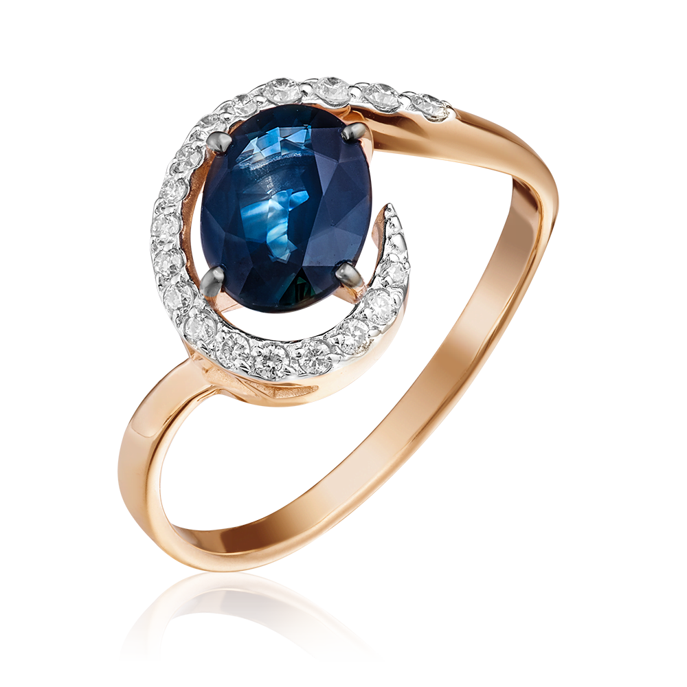 Кольцо из красного золота с сапфиром и бриллиантами 01-1337-00-105-1110-30