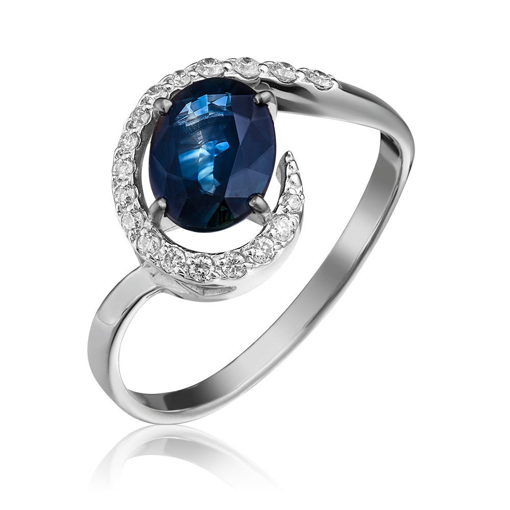 Кольцо из белого золота с сапфиром и бриллиантами 01-1338-00-105-1120-30
