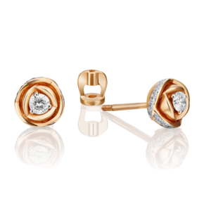 Серьги-пусеты «Бутоны» из красного золота с бриллиантами 02-0731-00-101-1110-30