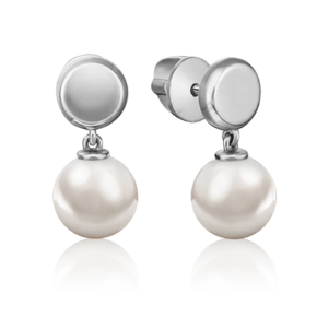 Серьги-пусеты из белого золота с жемчугом культивированным 02-4446-00-301-1120-31