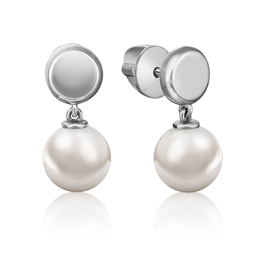 Серьги-пусеты из белого золота с жемчугом культивированным 02-4446-00-301-1120-31