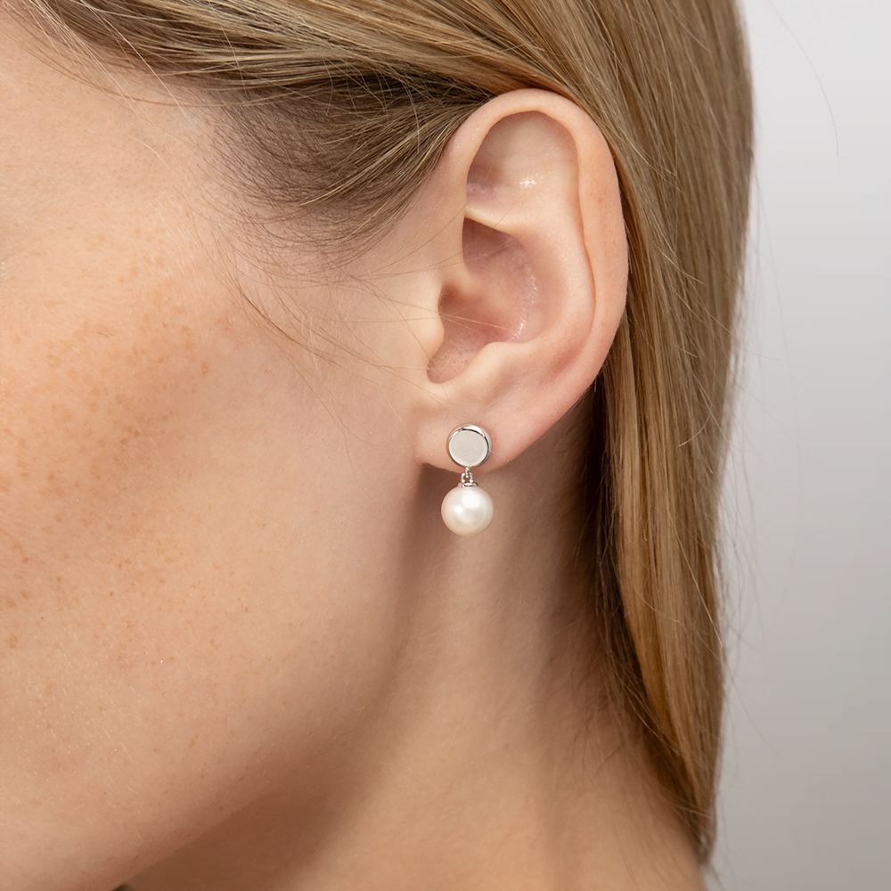 Серьги-пусеты из белого золота с жемчугом культивированным 02-4446-00-301-1120-31