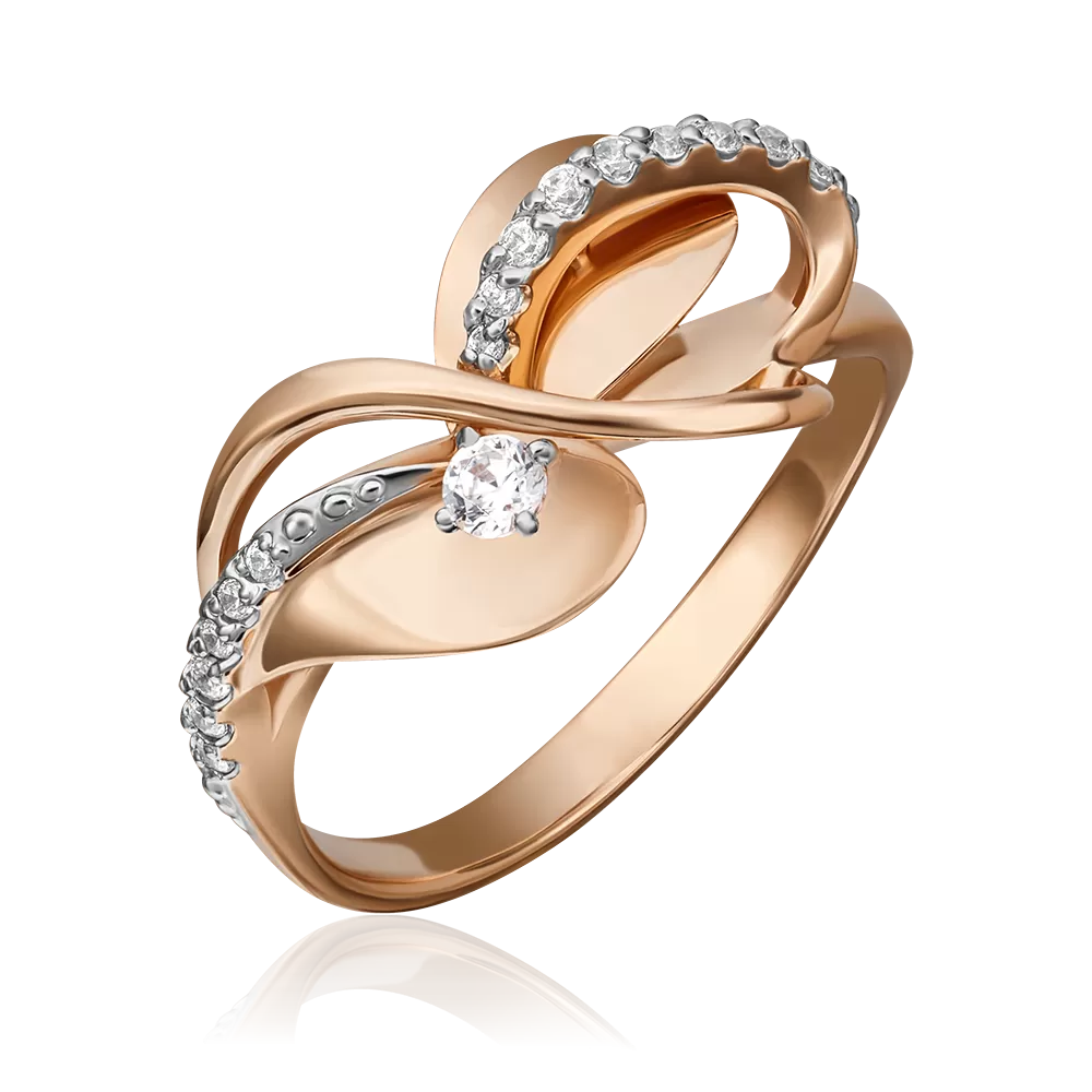 Кольцо из красного золота с фианитами 01-5265-00-401-1110-24