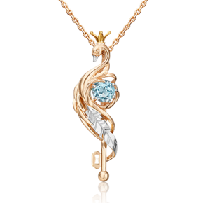 Подвеска «Царевна Лебедь» (пожелание любви) из комбинированного золота с топазом 03-3216-00-201-1111-76