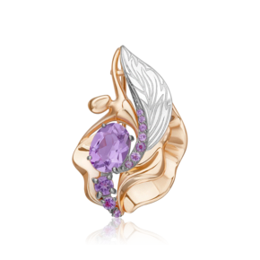 Брошь «Стихия Воздуха» из комбинированного золота с аметистами 04-0288-00-203-1111