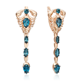 Серьги «Скорпионы» с английским замком из красного золота с топазом 02-5294-00-201-1110