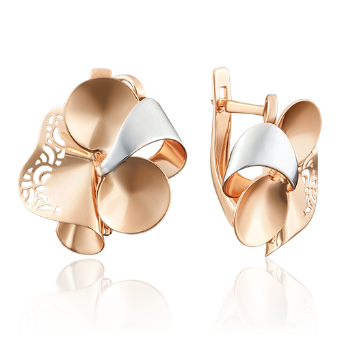 Серьги с английским замком из красного золота 02-3903-00-000-1110-48