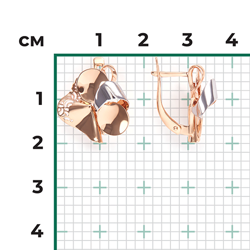 Серьги с английским замком из красного золота 02-3903-00-000-1110-48