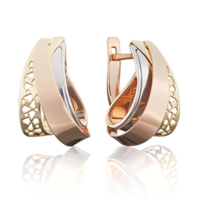 Серьги с английским замком из комбинированного золота 02-3904-00-000-1113-48