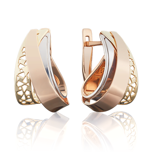 Серьги с английским замком из комбинированного золота 02-3904-00-000-1113-48
