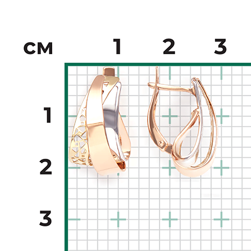 Серьги с английским замком из комбинированного золота 02-3904-00-000-1113-48