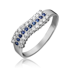Кольцо из белого золота с бриллиантами и сапфирами 01-1482-00-105-1120