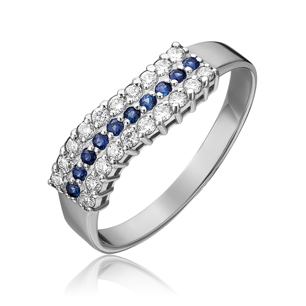 Кольцо из белого золота с бриллиантами и сапфирами 01-1482-00-105-1120