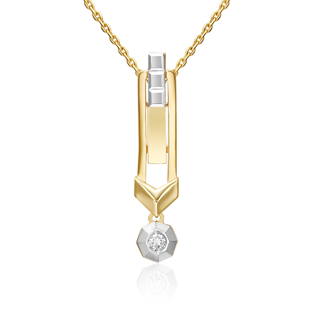 Подвеска из комбинированного золота с натуральным топазом white 03-3385-00-201-1121