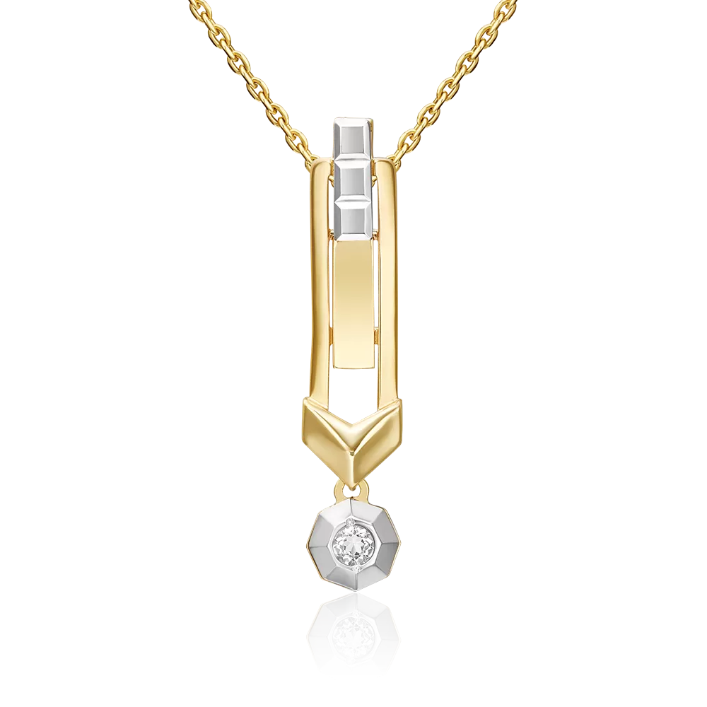 Подвеска из комбинированного золота с натуральным топазом white 03-3385-00-201-1121