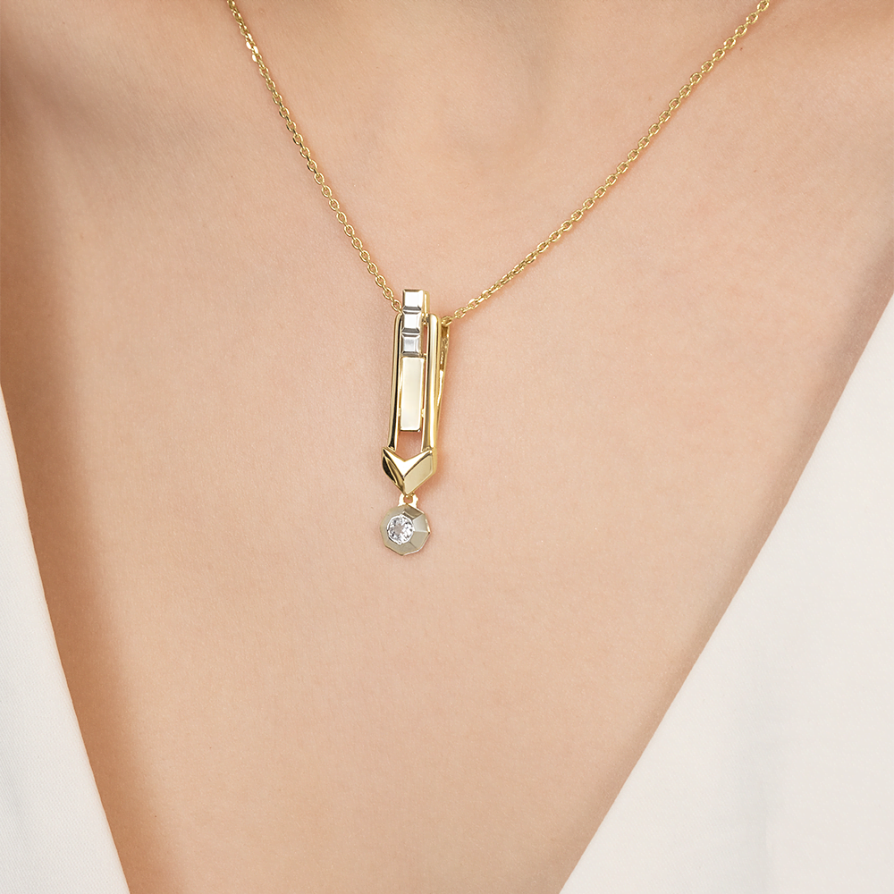 Подвеска из комбинированного золота с натуральным топазом white 03-3385-00-201-1121