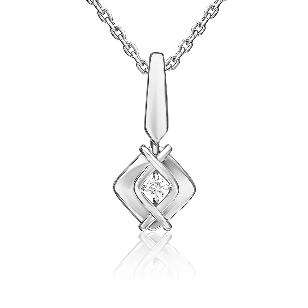 Подвеска из белого золота с бриллиантом 03-3530-00-101-1120