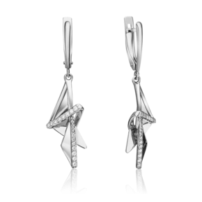 Серьги с английским замком из белого золота с фианитами 02-4332-00-401-1120-48