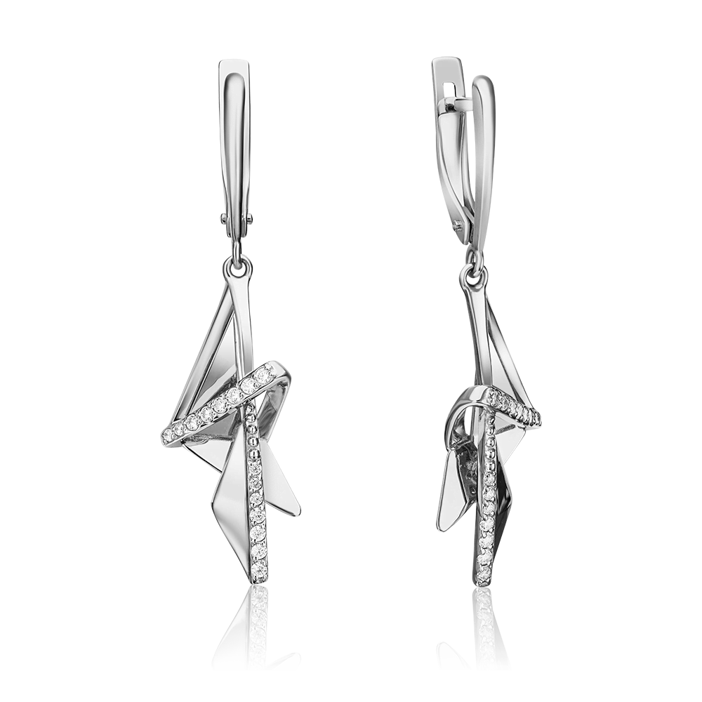 Серьги с английским замком из белого золота с фианитами 02-4332-00-401-1120-48
