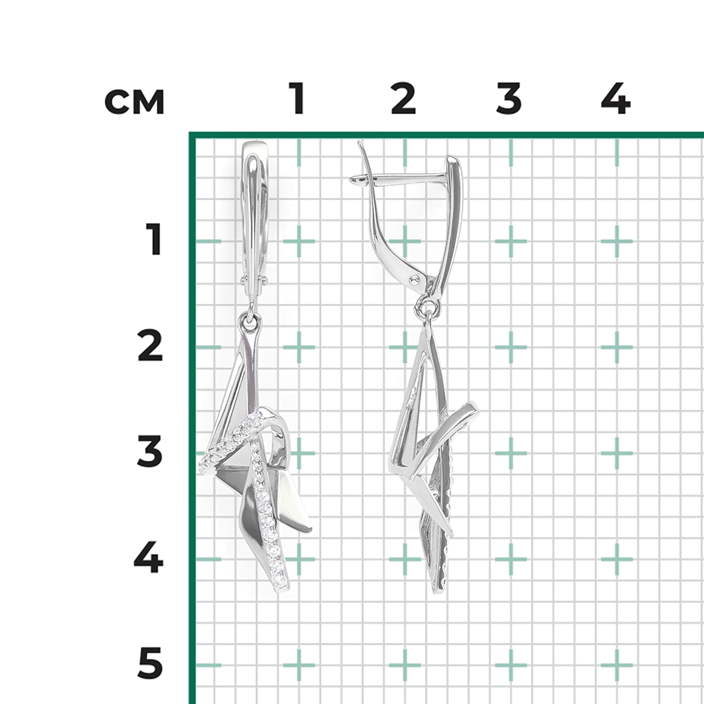 Серьги с английским замком из белого золота с фианитами 02-4332-00-401-1120-48