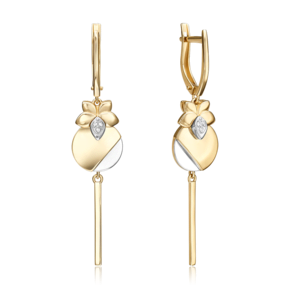 Серьги с английским замком из комбинированного золота с бриллиантами 02-5016-00-101-1121