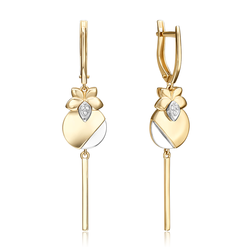 Серьги с английским замком из комбинированного золота с бриллиантами 02-5016-00-101-1121