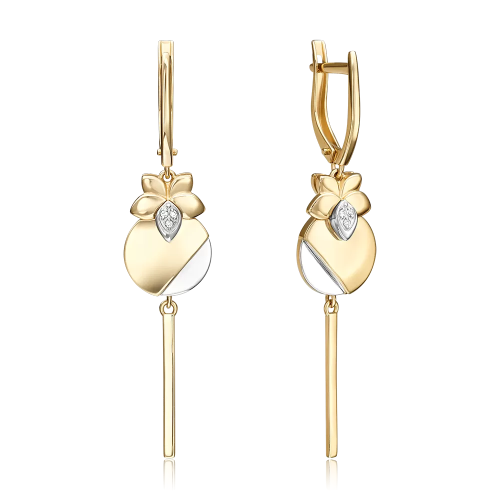 Серьги с английским замком из комбинированного золота с бриллиантами 02-5016-00-101-1121