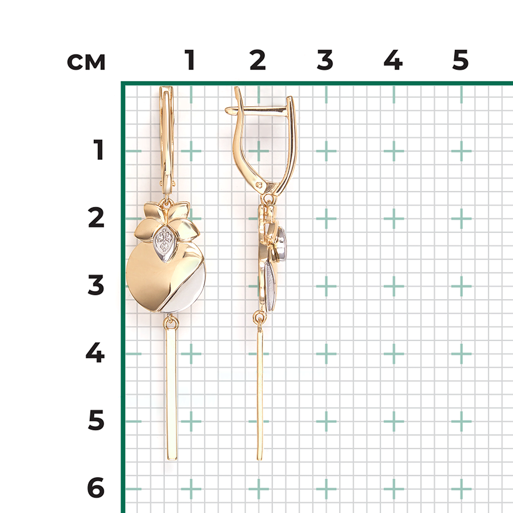 Серьги с английским замком из комбинированного золота с бриллиантами 02-5016-00-101-1121