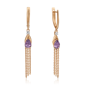 Серьги с английским замком из красного золота с аметистом и натуральным топазом white 02-4554-00-225-1110-57