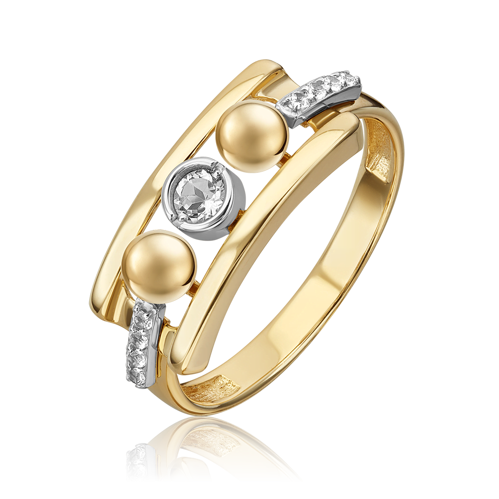 Кольцо «Дуэт форм» из комбинированного золота с натуральными топазами white 01-5515-00-201-1121