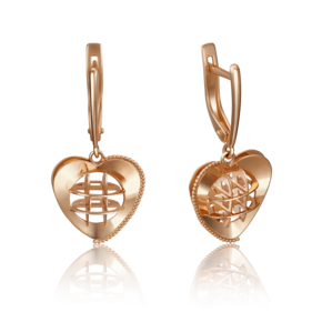 Серьги «Сердца» с английским замком из красного золота 02-4144-01-000-1110-48