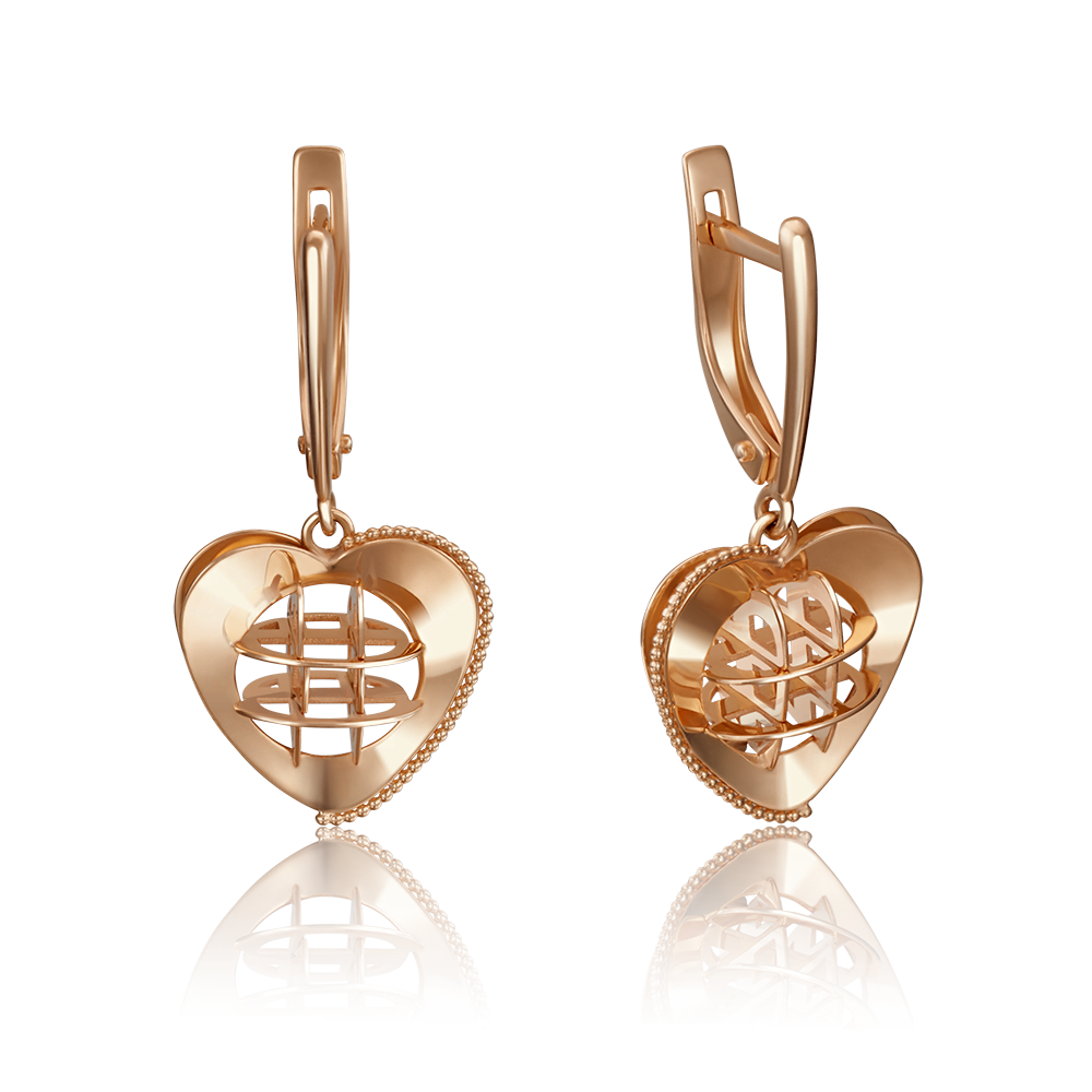 Серьги «Сердца» с английским замком из красного золота 02-4144-01-000-1110-48