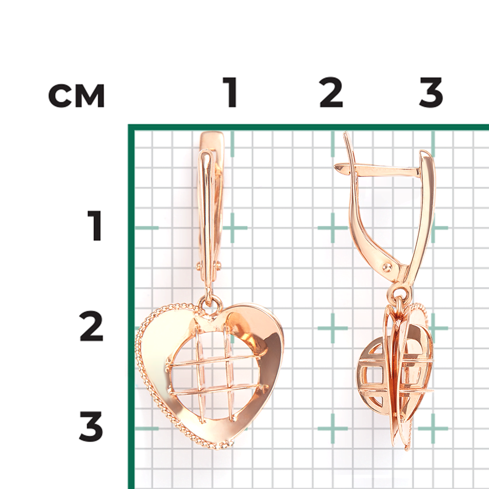 Серьги «Сердца» с английским замком из красного золота 02-4144-01-000-1110-48